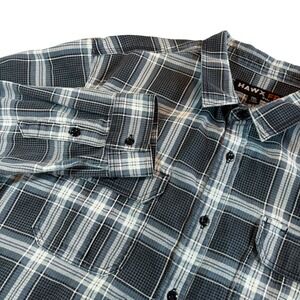 Hawx FR Work Gear Shirt‎ Navy Blue Plaid Flame Resistant 2XL HXFRFA21W2-NAVY